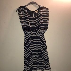 Navy blue and white striped dress